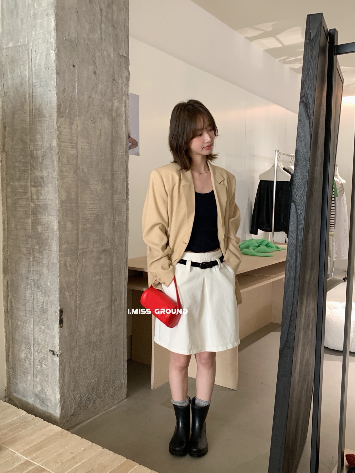 i mis时髦chic小西装外套女2025韩版英伦风宽松复古百搭休闲西服详情12