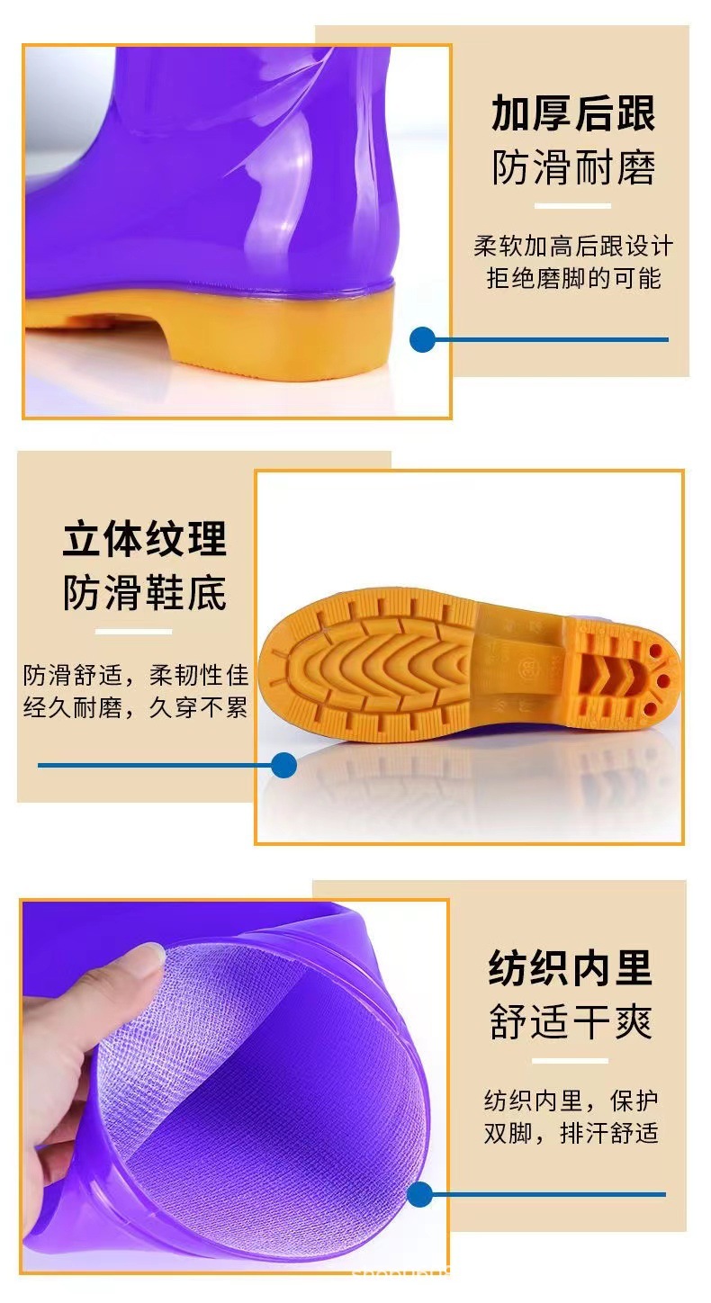 雨鞋女款成人牛筋底中高筒雨靴防滑水鞋保暖加绒短筒水靴胶鞋批发详情6