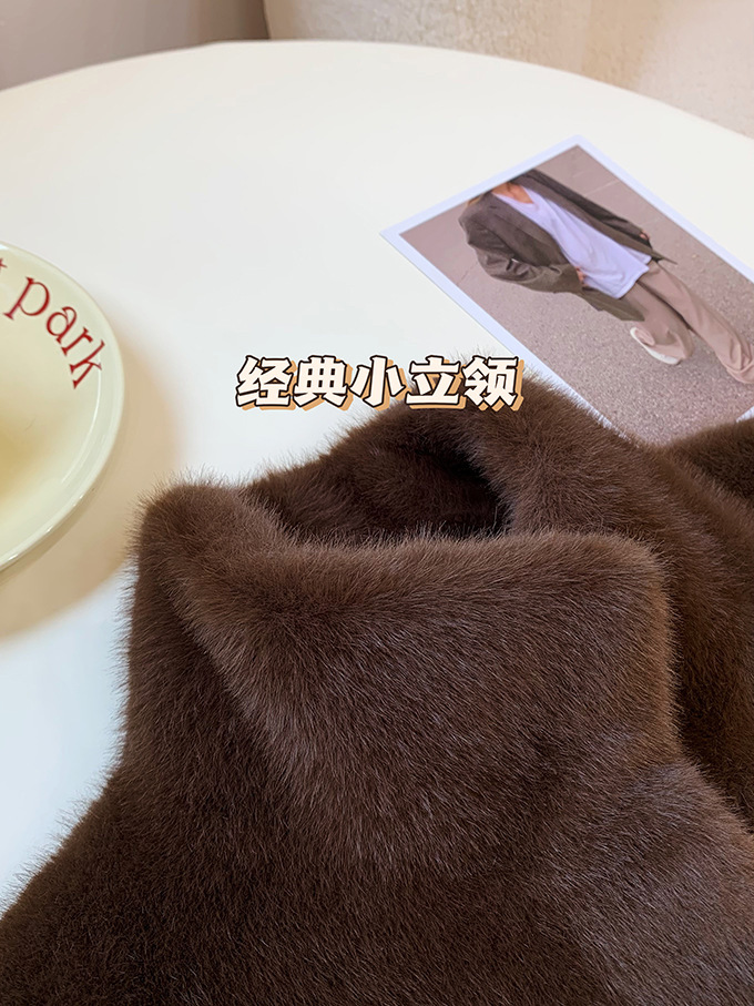 人间富贵欧貂绒皮毛一体短款立领仿水貂毛外套环保皮草女秋冬新品详情8