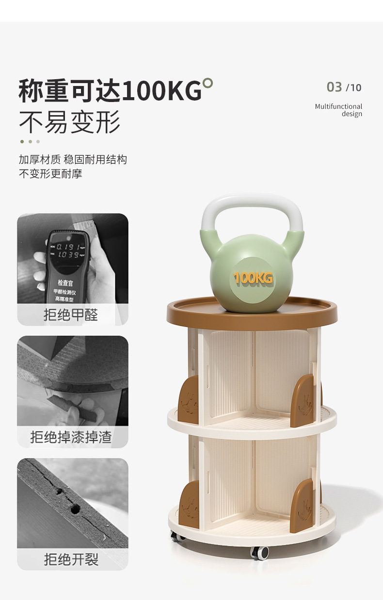 旋转书架360度书柜家用落地置物架学生儿童绘本阅读区收纳可移动详情9