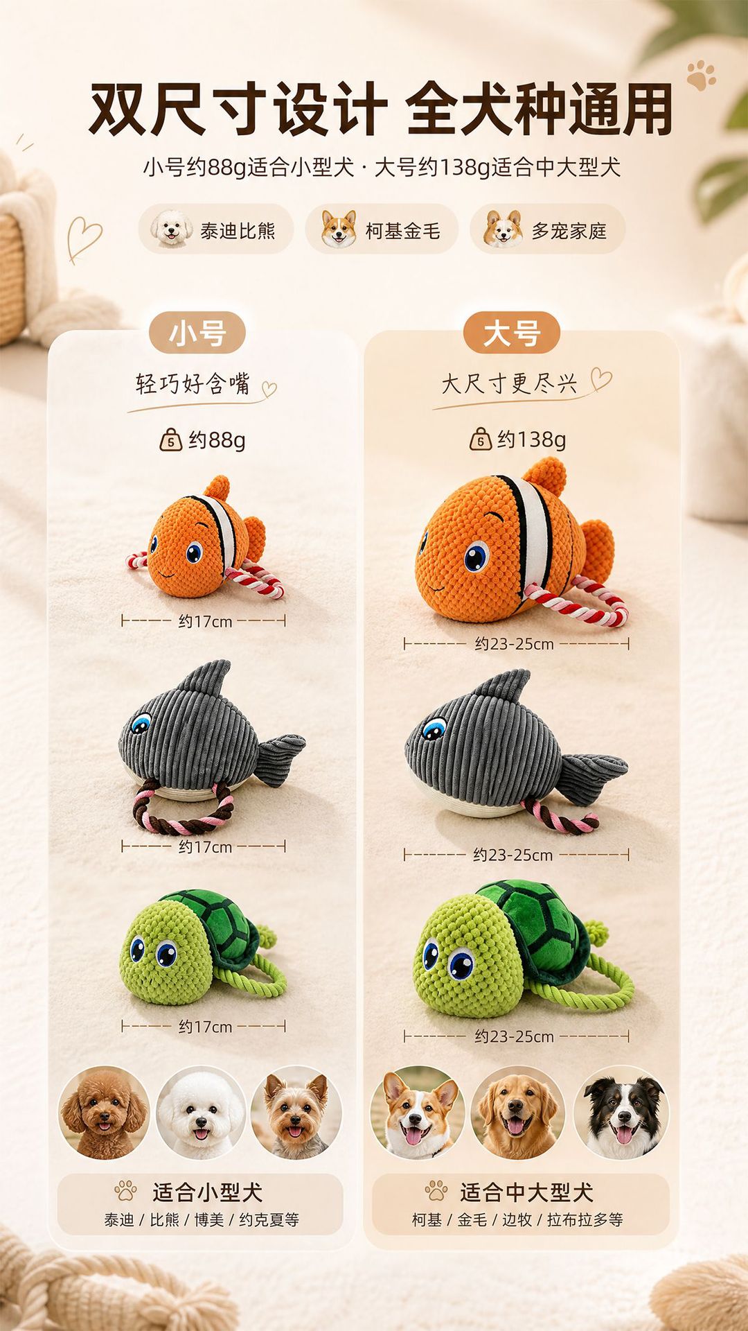 Ocean Series plush toys: Sound-sounding, chewable, teething pet toys, turtles, clownfish, narwhals, and entertainment toys pic 8