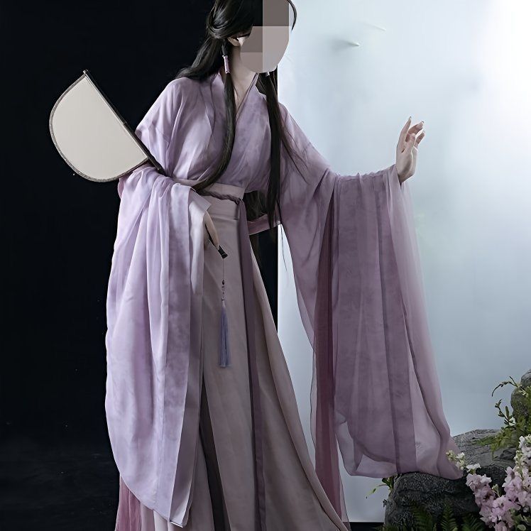 国潮-魏晋风成人汉服女学生印花交领广袖中国风八破裙古装日常详情4