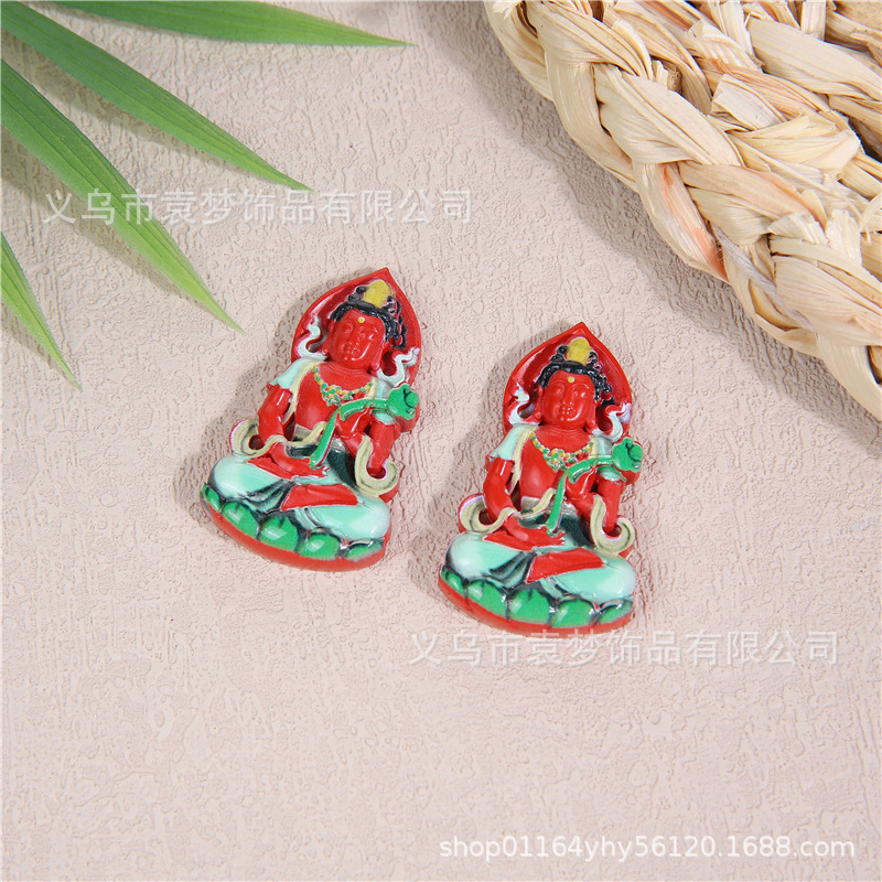 红砂彩绘唐卡葫芦吊坠批发朱砂水飞砂小狐狸狐仙平安扣项饰吊挂件详情12