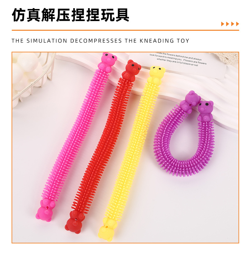 New cartoon cute bear animal cheerleading bracelet, a fun and stress-relieving noodle stretching toy pic 4