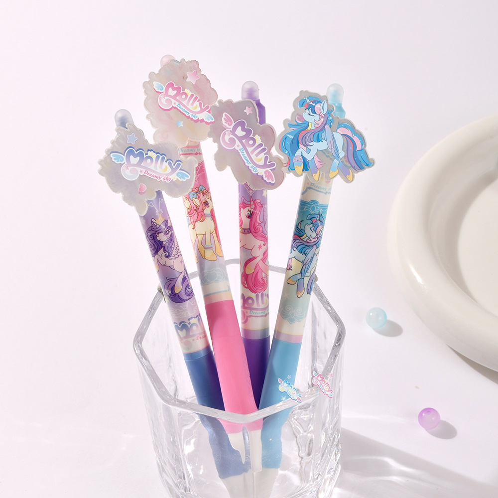 Chenxi is really good at erasing unicorns. Press and erase gel pen. Anime soft grip, crystal blue, high appearance level. Practice pen ST. Smooth tip, smooth writing, no marks, erasable pic 9