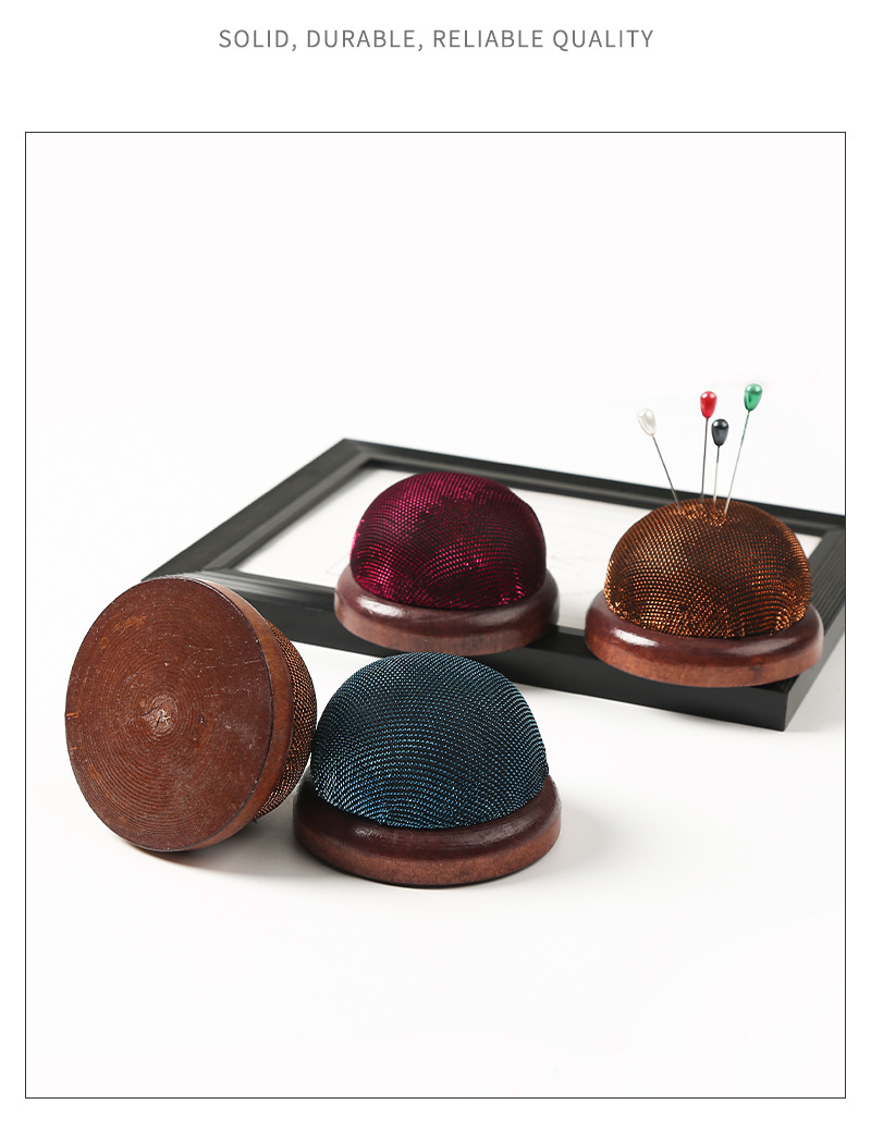 厂家批发咖啡色木底布艺插针包亮片针插垫手工十字绣针线针扎包详情14