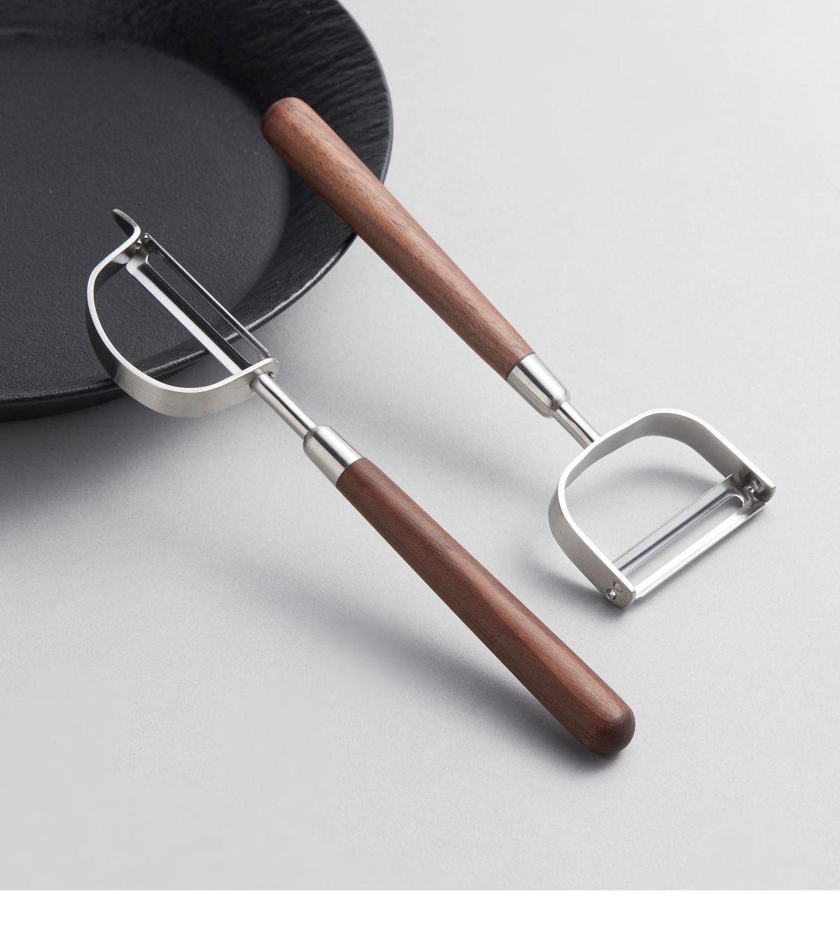 Walnut wood-handled melon peeler, kitchen 304 stainless steel peeler and peeler, a perfect tool for peeling fruits, potatoes and apples at home pic 10