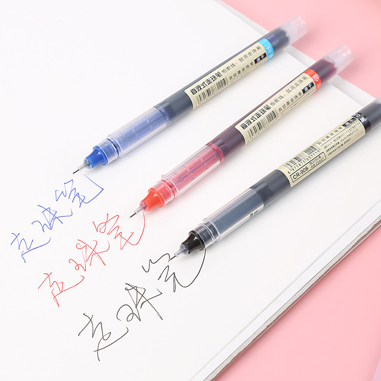 Straight liquid black stationery notebook pen, student exam signature pen, 0.5mm colored syringe gel pen pic 10