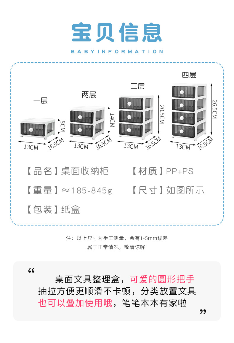 Desktop large-capacity storage box, dressing table, skin care product organization rack, multi-layer drawer storage box for student stationery pic 3
