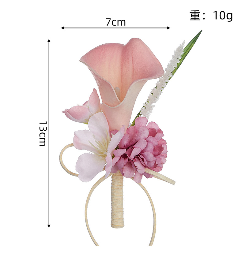 高级感婚礼胸花蜜釉粉永生花马蹄莲男士襟花手工造境新郎结婚胸花详情5