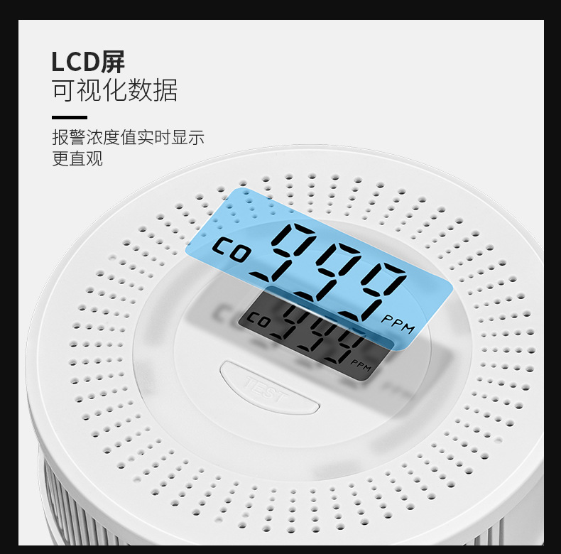 外贸CO烟雾报警器 家用2合1复合报警器电池款烟感一氧化碳报警器详情6