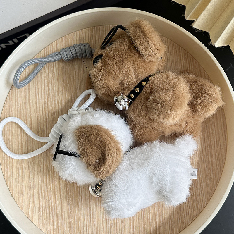 Wholesale of cute glasses dog plush pendants, glasses dog plush toy pendants, keychains, figurines, bags and pendants pic 9