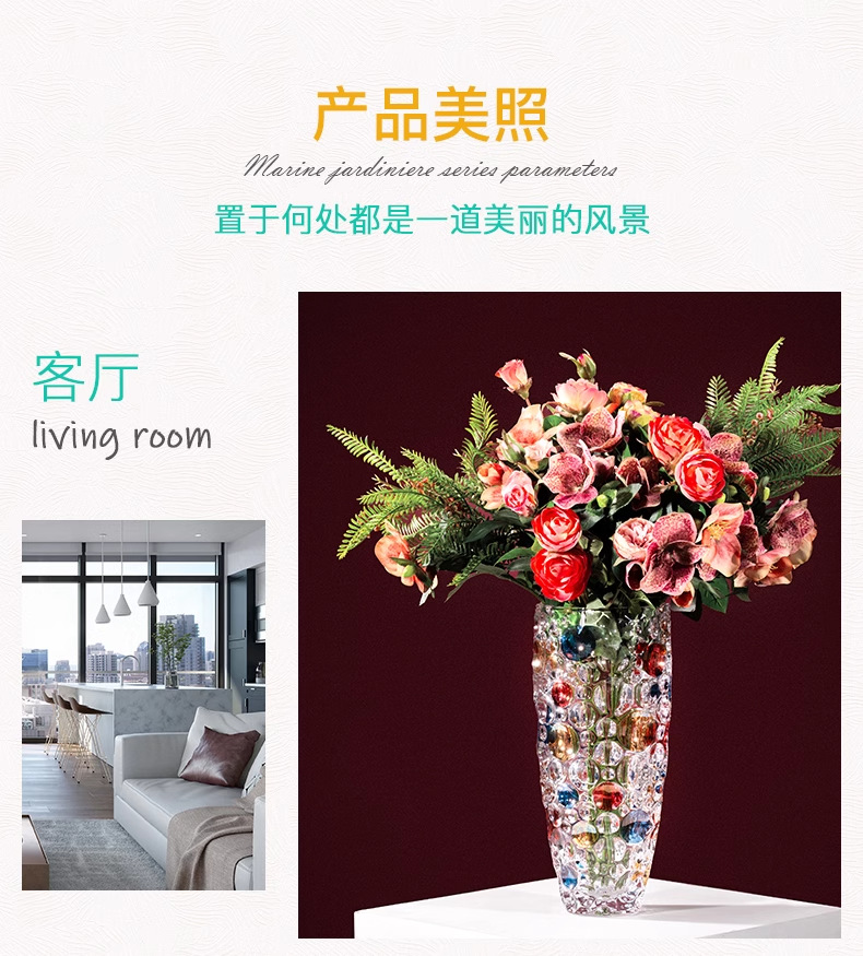 Czech imported crystal vase, high appearance level, European-style home living room decoration item, vase, light luxury and high-end glass gift pic 13