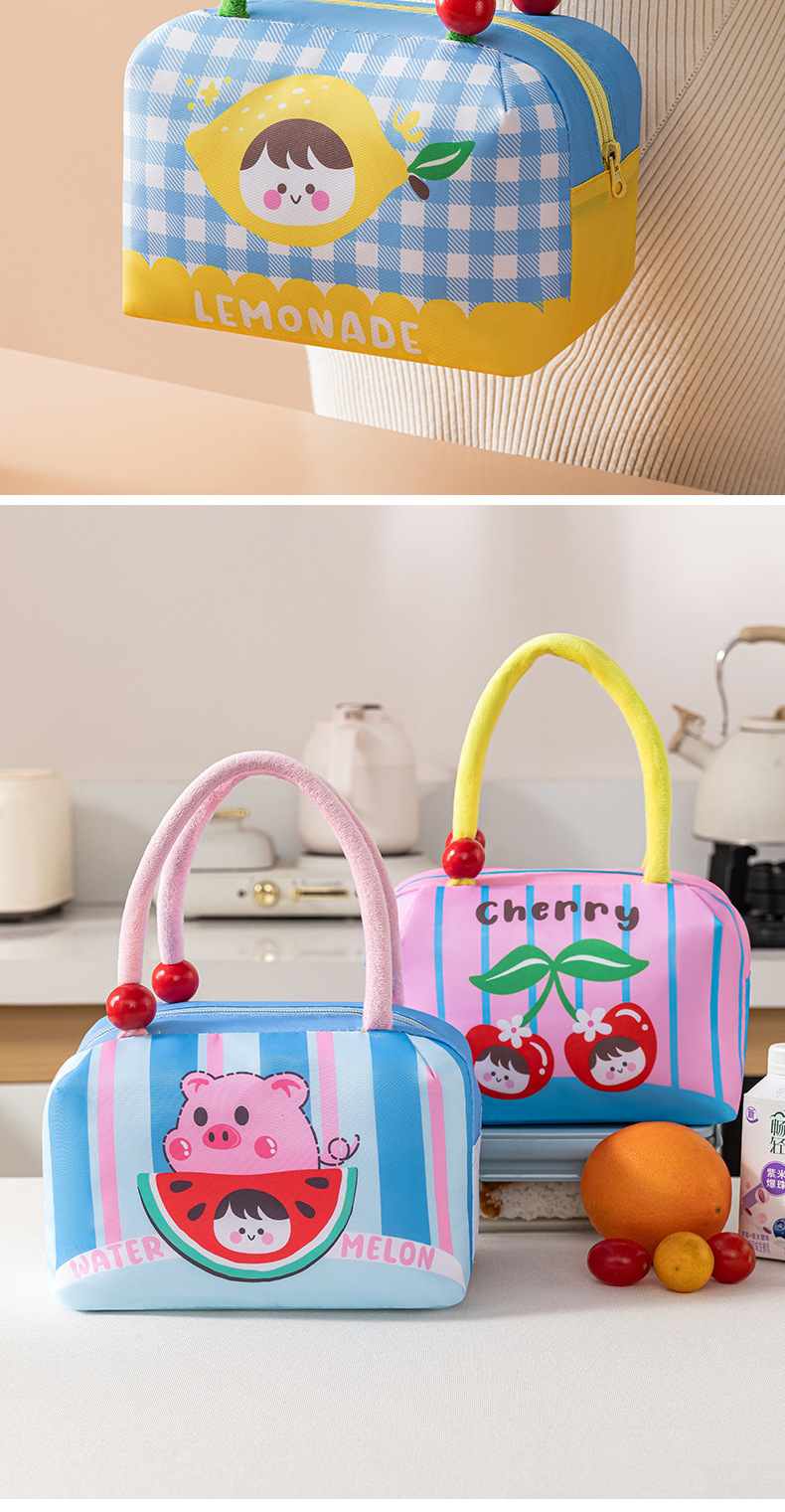 Fun fruit bento bag, thickened large-capacity lunch box bag, portable insulated and fresh-keeping lunch bag, cute hand-held ice pack pic 18