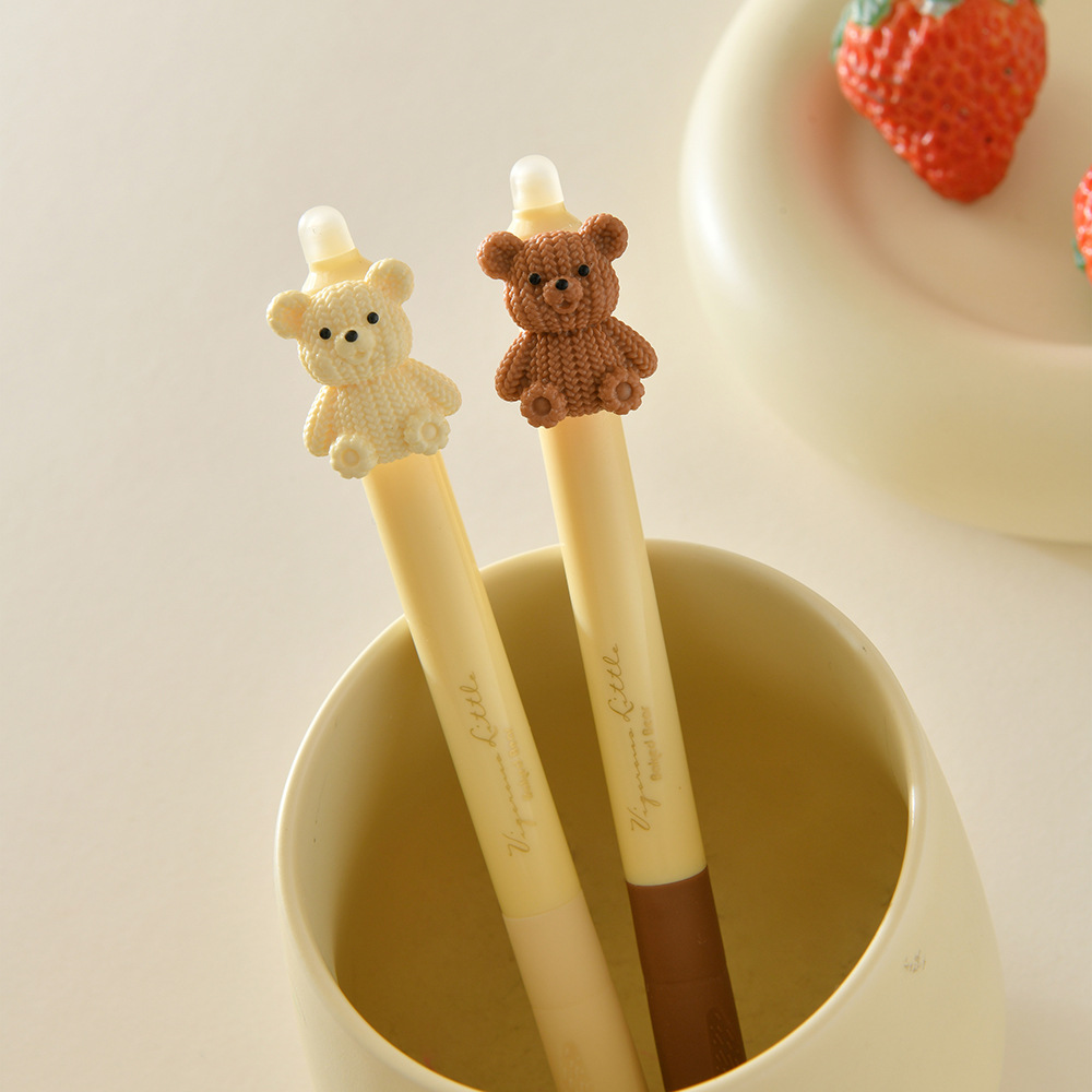 晨兮芝士小熊按动可擦中性笔软握晶蓝笔芯高颜值刷题笔ST头顺滑详情15