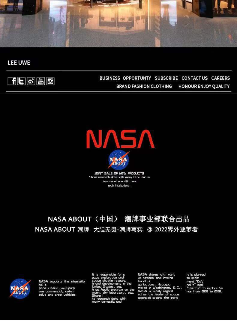 NASA复古水洗牛仔裤男春秋季美式高街裤子潮牌宽松阔腿直筒裤长裤详情3