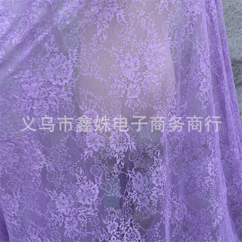 外贸爆款非洲黑人Chantillylace幅宽1.5m*3m厂家现货眼睫毛花详情29