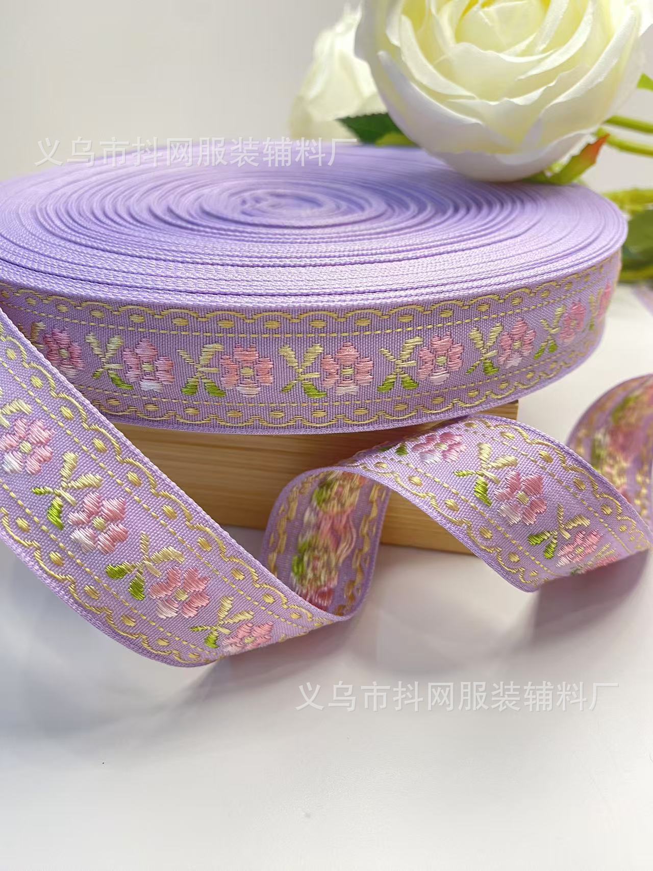 2.5厘米手工DIY民族风提花刺绣织带四瓣花发饰礼盒包装带现货批发详情14