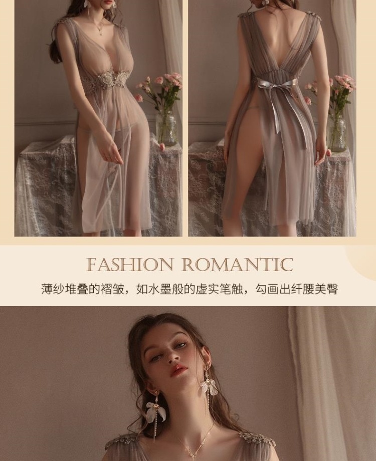 性感睡衣女夏季透明蕾丝网纱q趣镂空诱惑小胸露背吊带睡裙纯欲风详情34