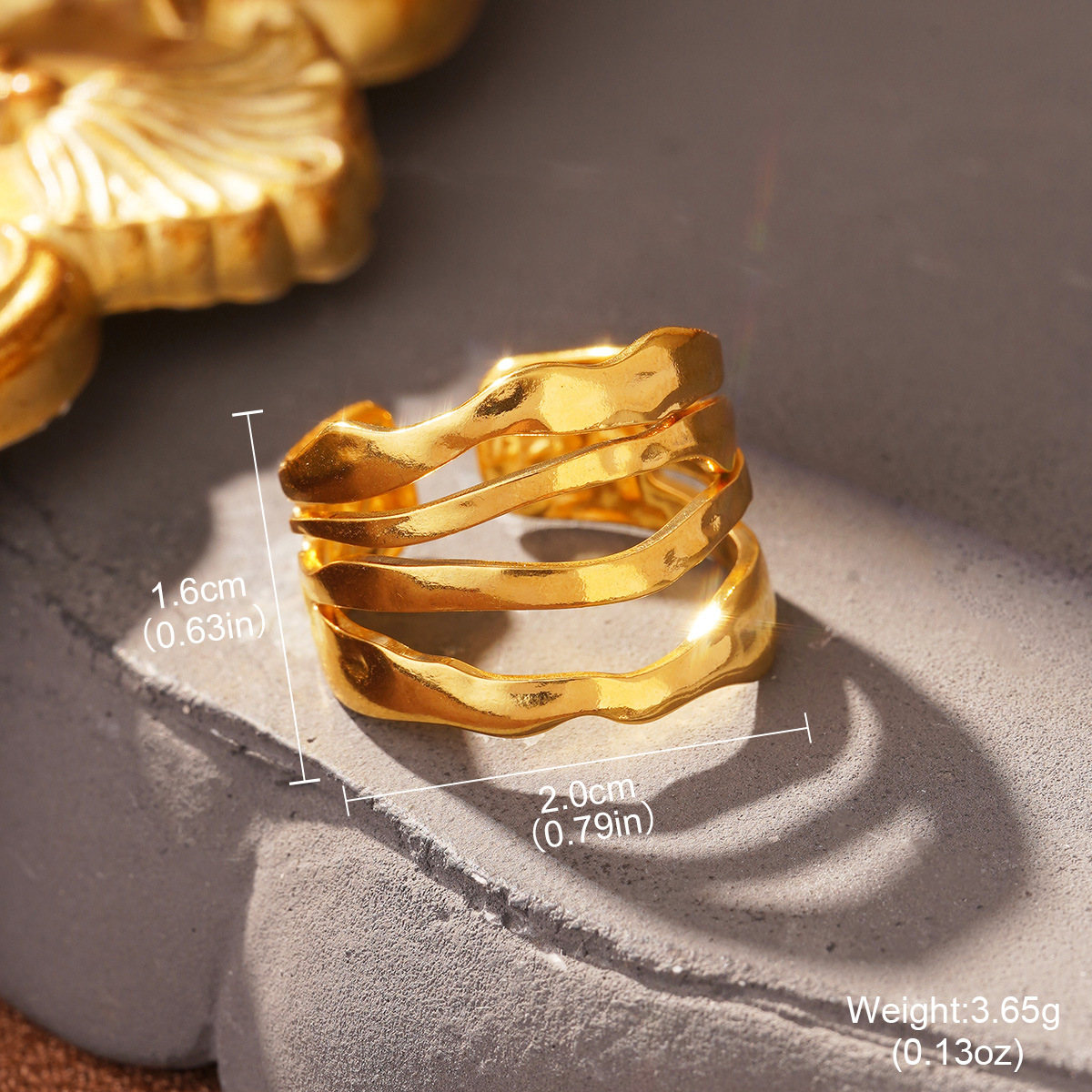 Cross-border European and American fashion golden titanium steel geometric opening adjustable ring, a niche and high-end stainless steel ring pic 31