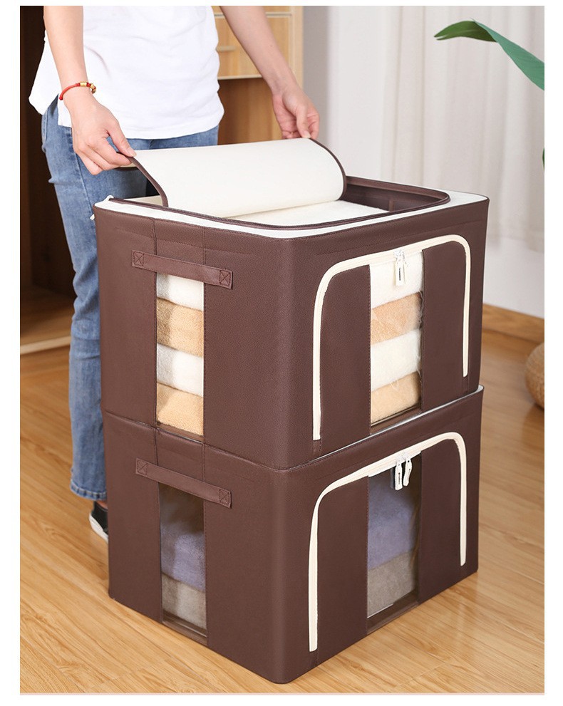 牛津布加粗六钢架可折叠收纳箱大容量衣服被子牛津布整理师收纳箱详情5