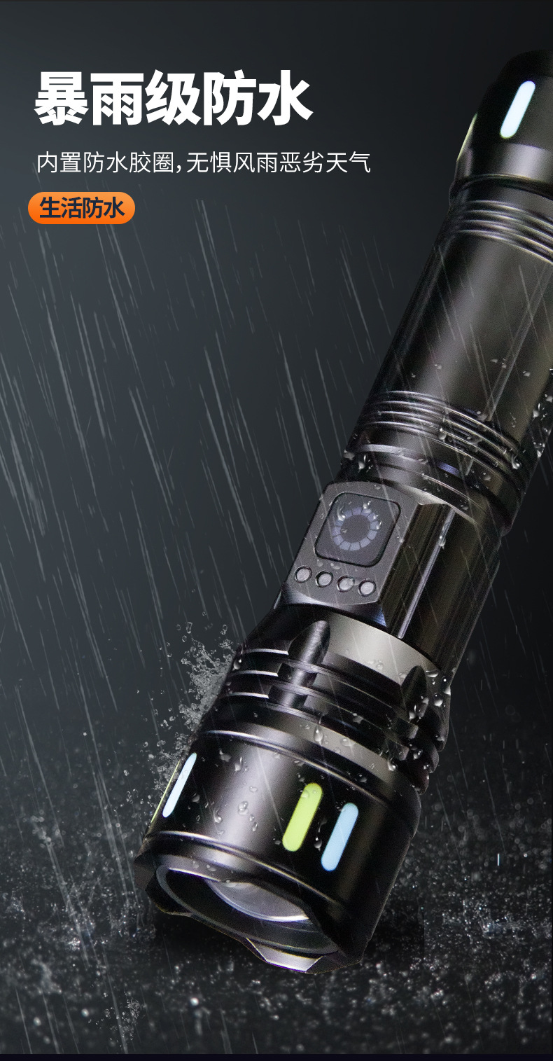 跨境新品抖音热卖激光手电筒铝合金强光手电快充变焦远射工厂批发详情11