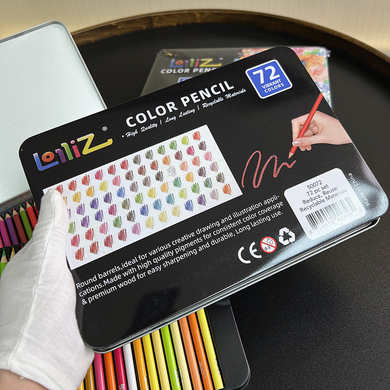 跨境外贸素描油性彩铅绘画美术彩色铅笔50/72色铁盒装画笔彩笔套详情7
