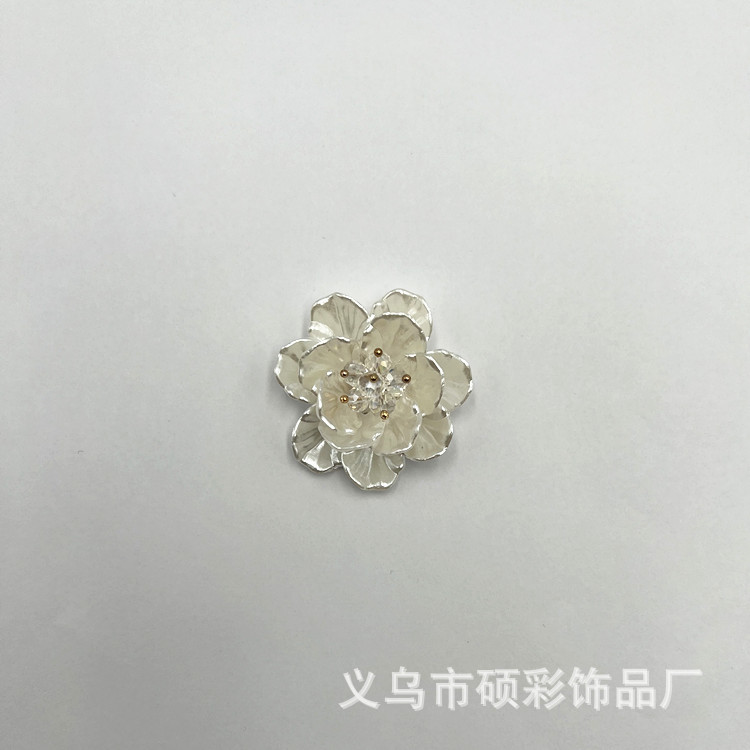 Factory direct supply of double-layer flower accessories, hairpins, grabbers, and imitation pearl petal flower materials pic 6