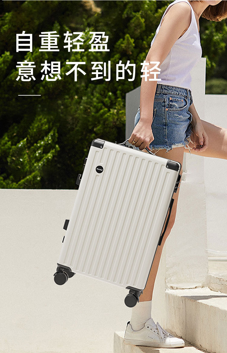 行李箱厂家代发 新款20寸休闲拉链旅行箱 静音杯架USB密码拉杆箱详情6