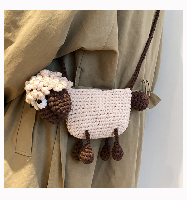 手工编织包包diy针织毛线包可爱卡通小羊编织包单肩斜挎包女成品详情21