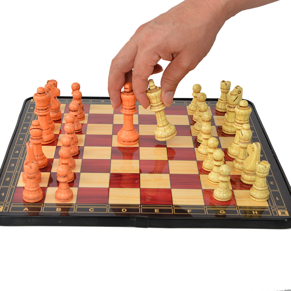 彩色石头棋子搭配高光亮面漆艺棋盘桌游国际象棋游戏玩具棋33CM详情10