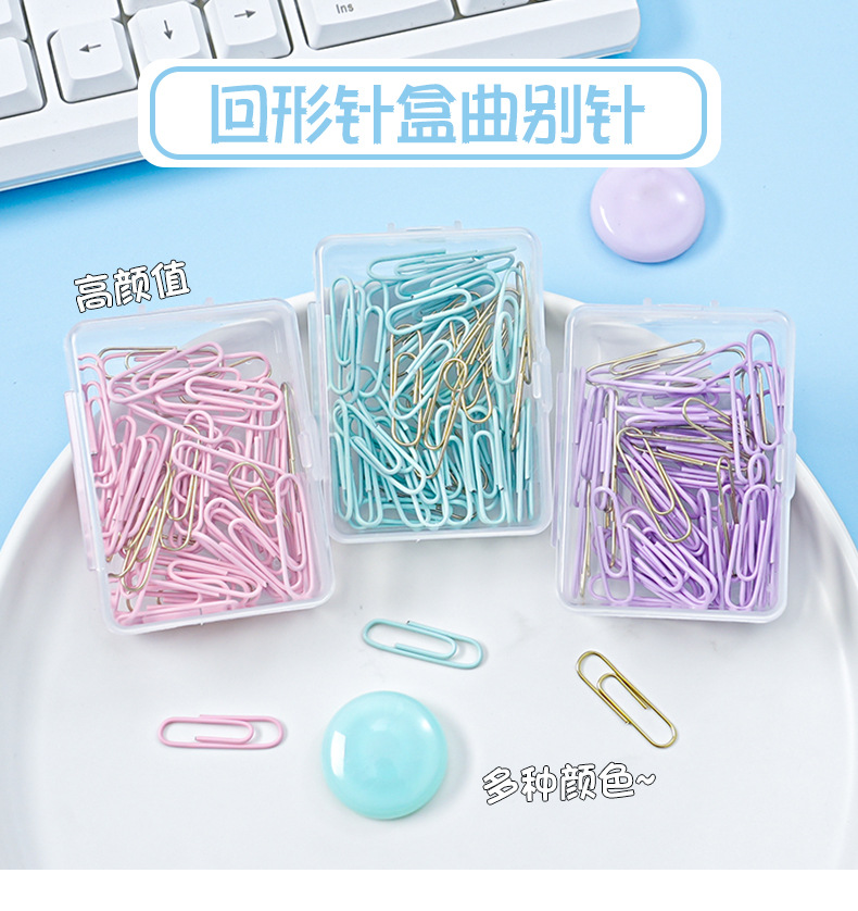 Wholesale of cross-border best-selling 28mm paper clips, creative paper clips, macaron-colored metal binding, financial and office supplies pic 1