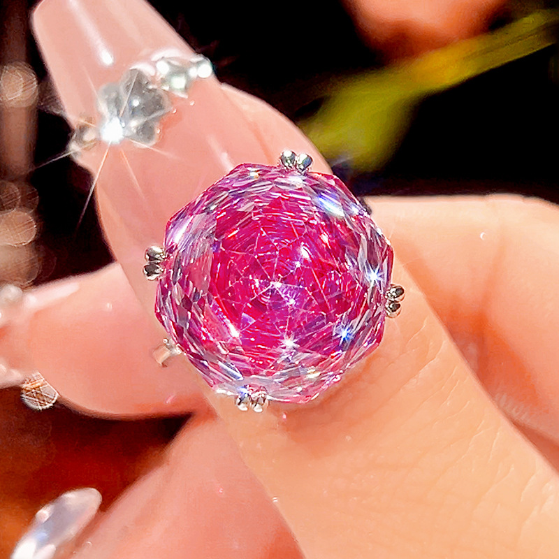 2025新款庄生生珠宝铜底镀金仿真玫瑰切海蓝简约戒指主石16mm详情6