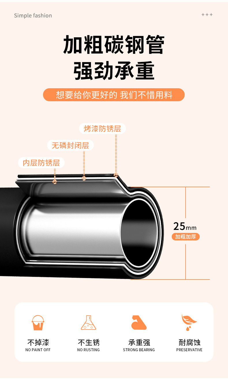晾衣架落地家用卧室加粗加厚挂衣服折叠简易室内宿舍移动晒衣帽架详情8