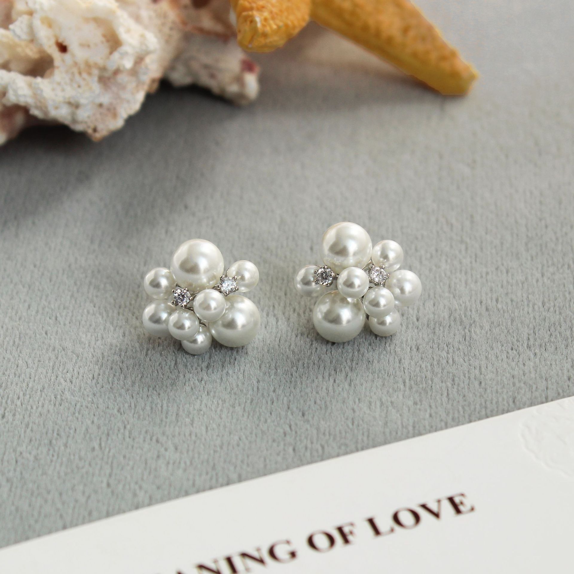 TASA家花束珍珠耳钉爆款法式简约小众高贵高级感轻奢锆石珍珠耳钉详情7