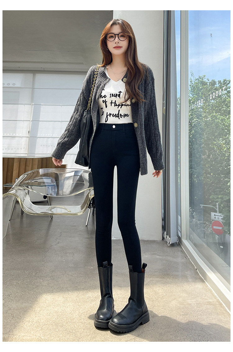 打底裤女外穿春秋款薄款高腰显瘦紧身弹力修身铅笔小脚百搭小黑裤详情23