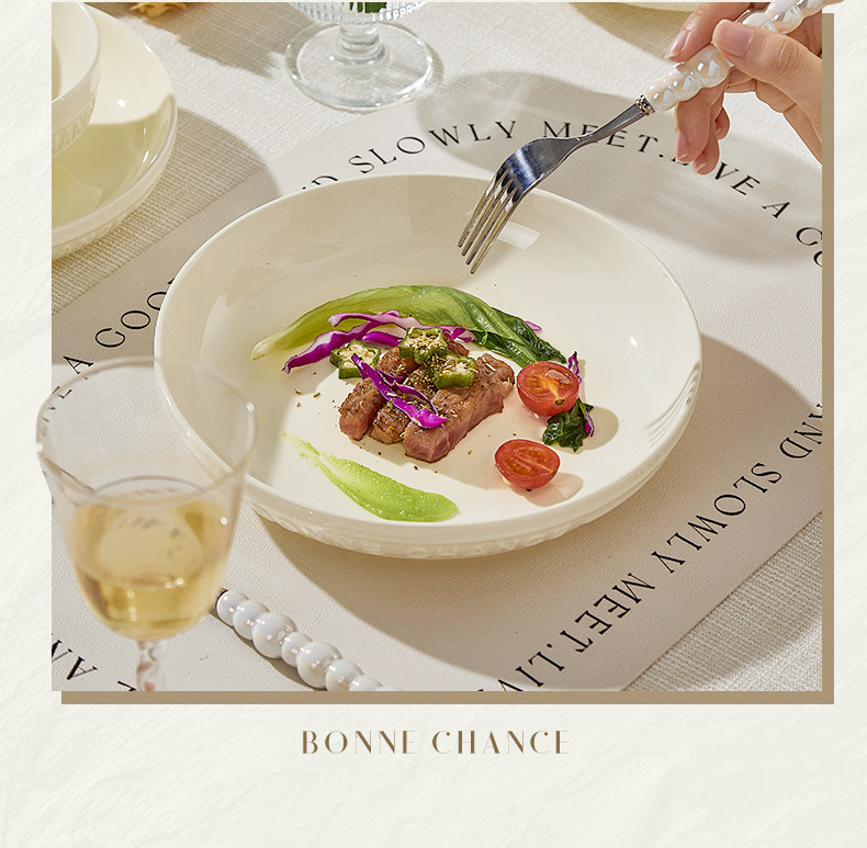 New high-end French cream-style tableware with underglaze color, high appearance level, rice bowl, vegetable plate, bowl and chopsticks set bowl for home use pic 12