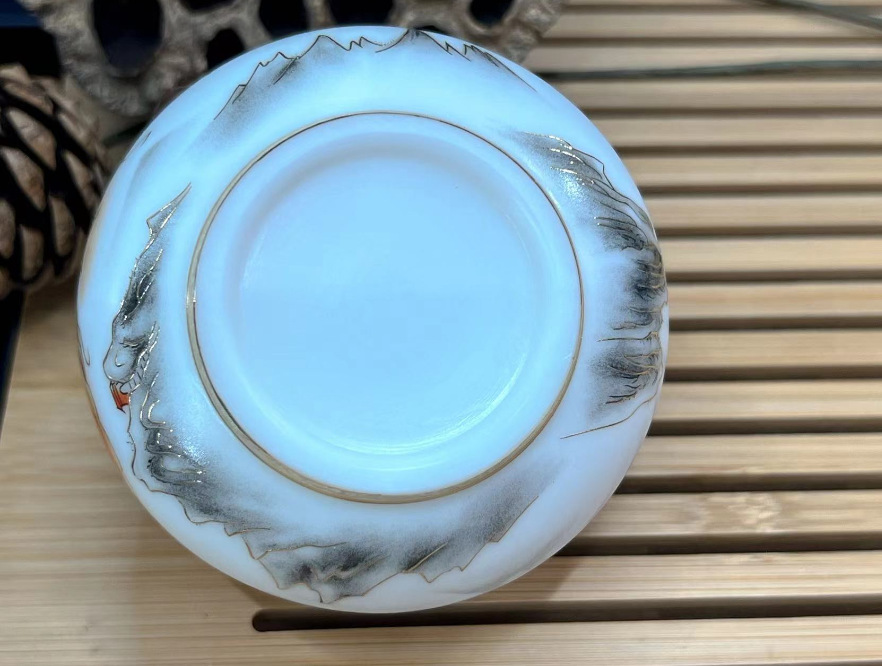 Sheep fat jade ceramic Dragon Year Master Cup Tea Cup and tea set, personal cup tea tasting cup, gift box set pic 5