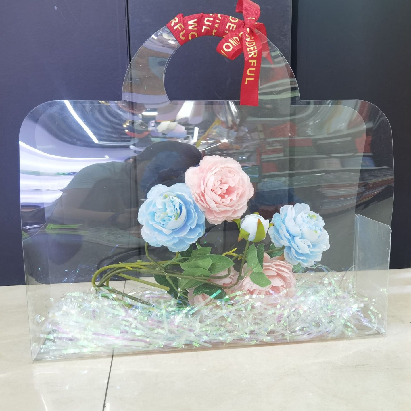 鲜花手提袋高清透明 花束礼品袋 伴手礼花盒 鲜花包装花束手提袋 精美花盒礼品袋详情5