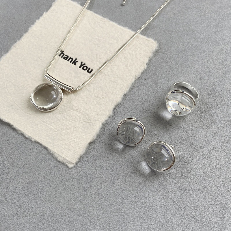 小众设计异白水晶吊坠项链耳环女夏轻奢高级感气质百搭锁骨毛衣链详情5