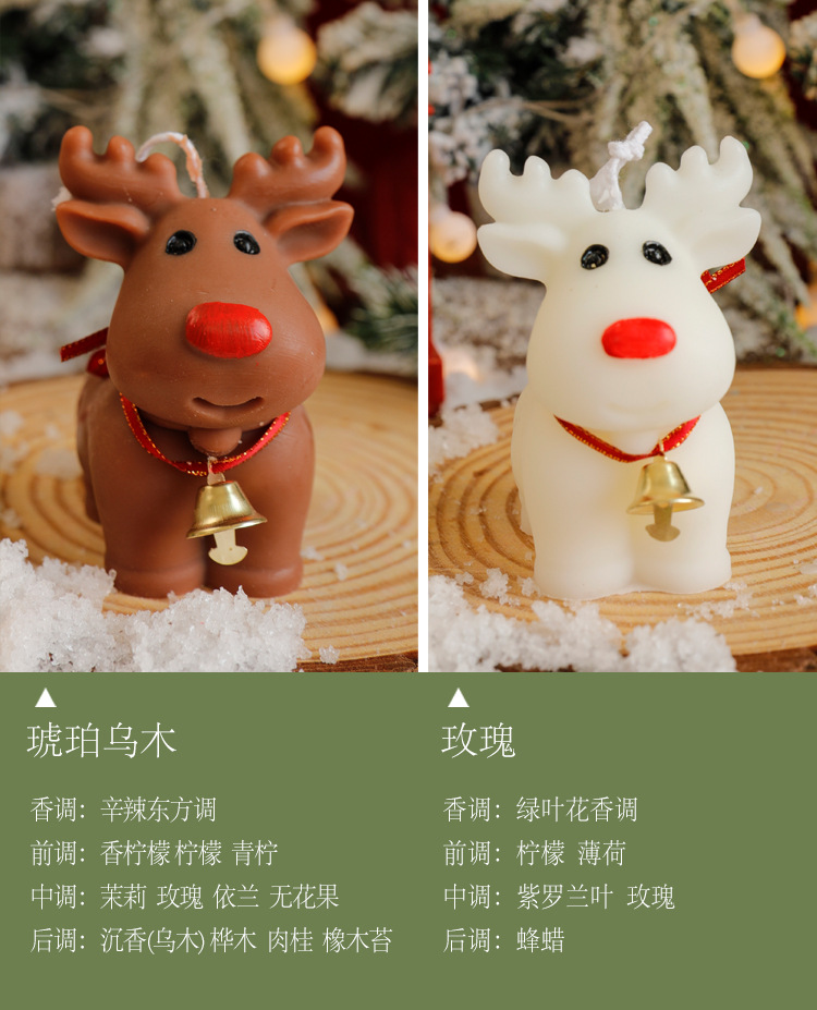 创意驯鹿香薰蜡烛 圣诞节装扮白色麋鹿蜡烛伴手礼盒送闺蜜礼物详情5