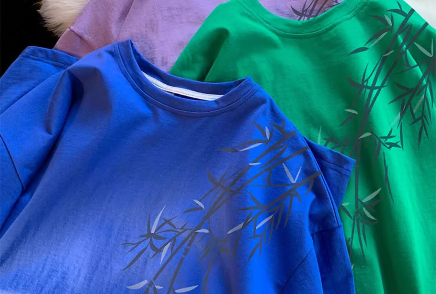 Pure cotton, new Chinese style, retro bamboo print short-sleeved T-shirt for men, summer trend, cool and stylish, loose round neck, half sleeve pic 5