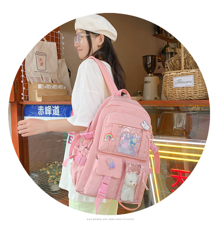 日系初高中生双肩包潮牌可爱小学生书包 韩版原宿ins风通勤背包女详情9