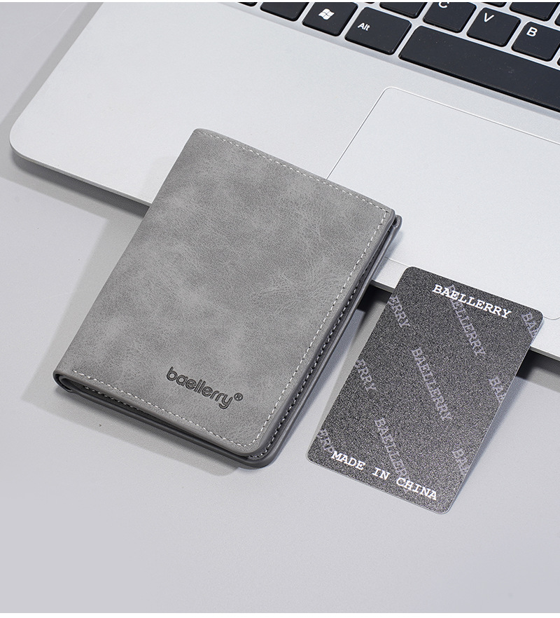 新款男士短款钱包跨境薄款磨砂皮商务两折钱夹高级感学生简约票夹详情17