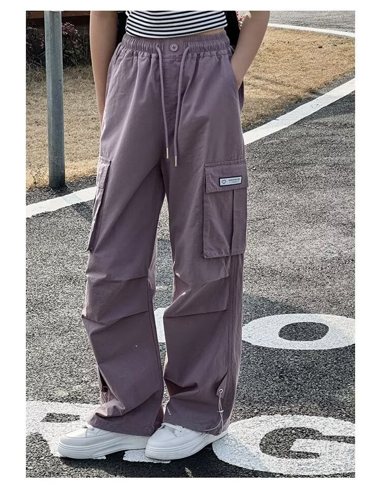 女童工装裤2024新款夏装韩版洋气中大童纯棉女生休闲裤子潮酷穿搭详情21