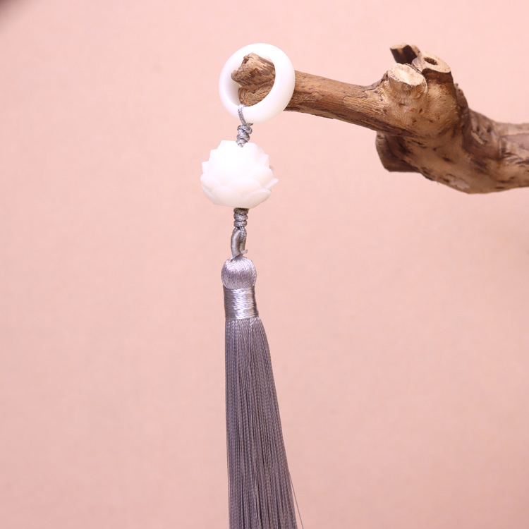 White, yellow and green Bodhi running ring pendant with tassel prayer beads pendant accessory, hand-held pendant with tassel hand-held prayer beads pendant pic 15