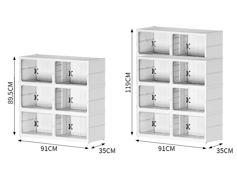 免安装透明鞋盒 一体式可折叠四排鞋柜 大容量多层家用塑料收纳柜详情14