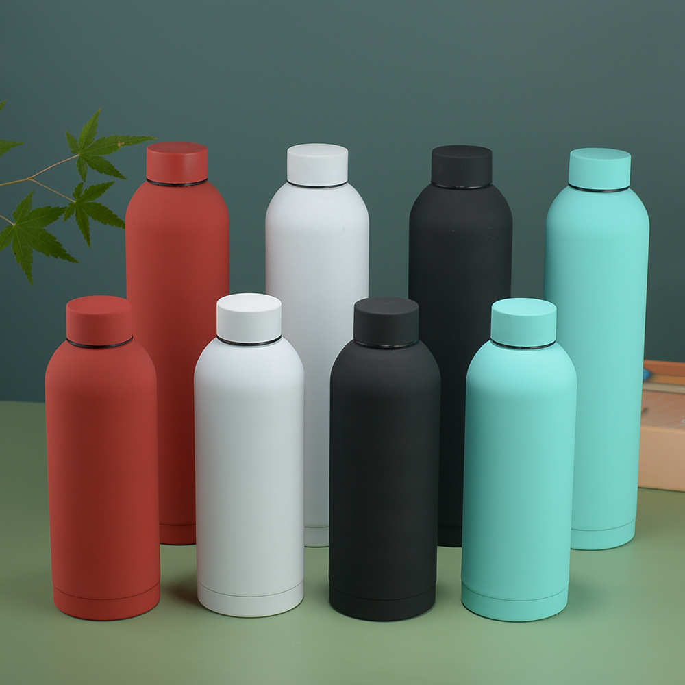 美式橡胶漆小口瓶户外真空户外运动水瓶车载跨境304不锈钢保温杯详情1