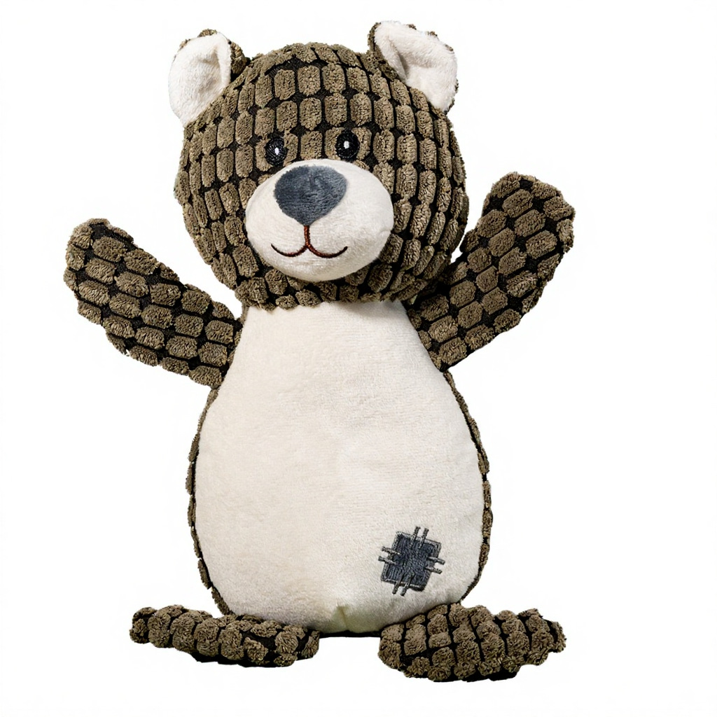 Three-color patch bear dog toy plush pet toy, durable and wear-resistant, interactive and fun to play with pic 2