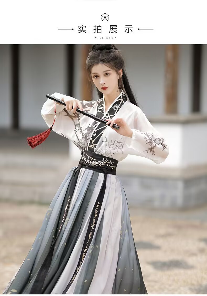 Original Song Dynasty style 褙子 Waist-length cross-collar Chinese-style ink-wash hanfu for both men and women, super cool, versatile for daily use, ancient-style set pic 7